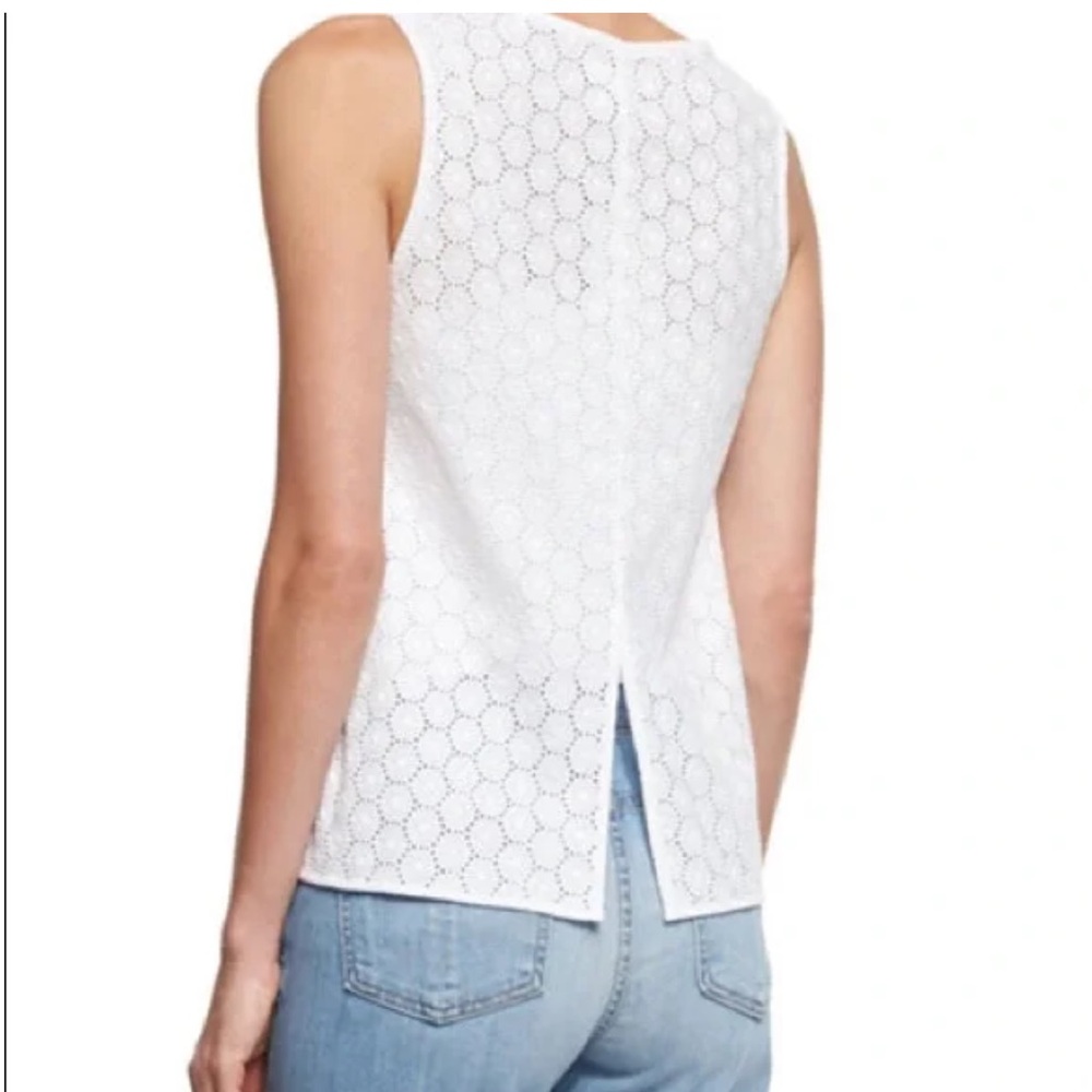 Rag & Bone Jean Cotton White Tank Top with Textured Design Back Slit